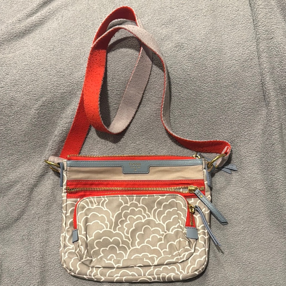 Fossil Beige and Red Women's Bag